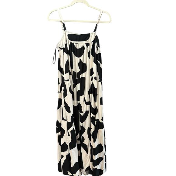 Anthropologie Abel the Label Women's Black White Tiered Jumper Maxi Dress Size M - Picture 1 of 9